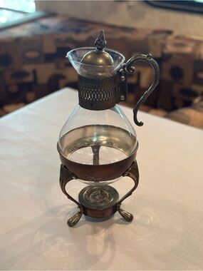 Antique-Style Glass and Silver Coffee Server